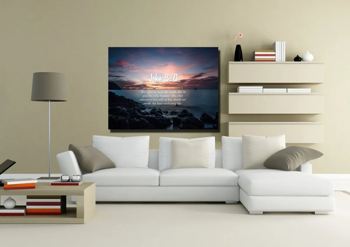 John 316 Kjv #18 Bible Verse Canvas Wall Art - Christian Canvas Wall Art
