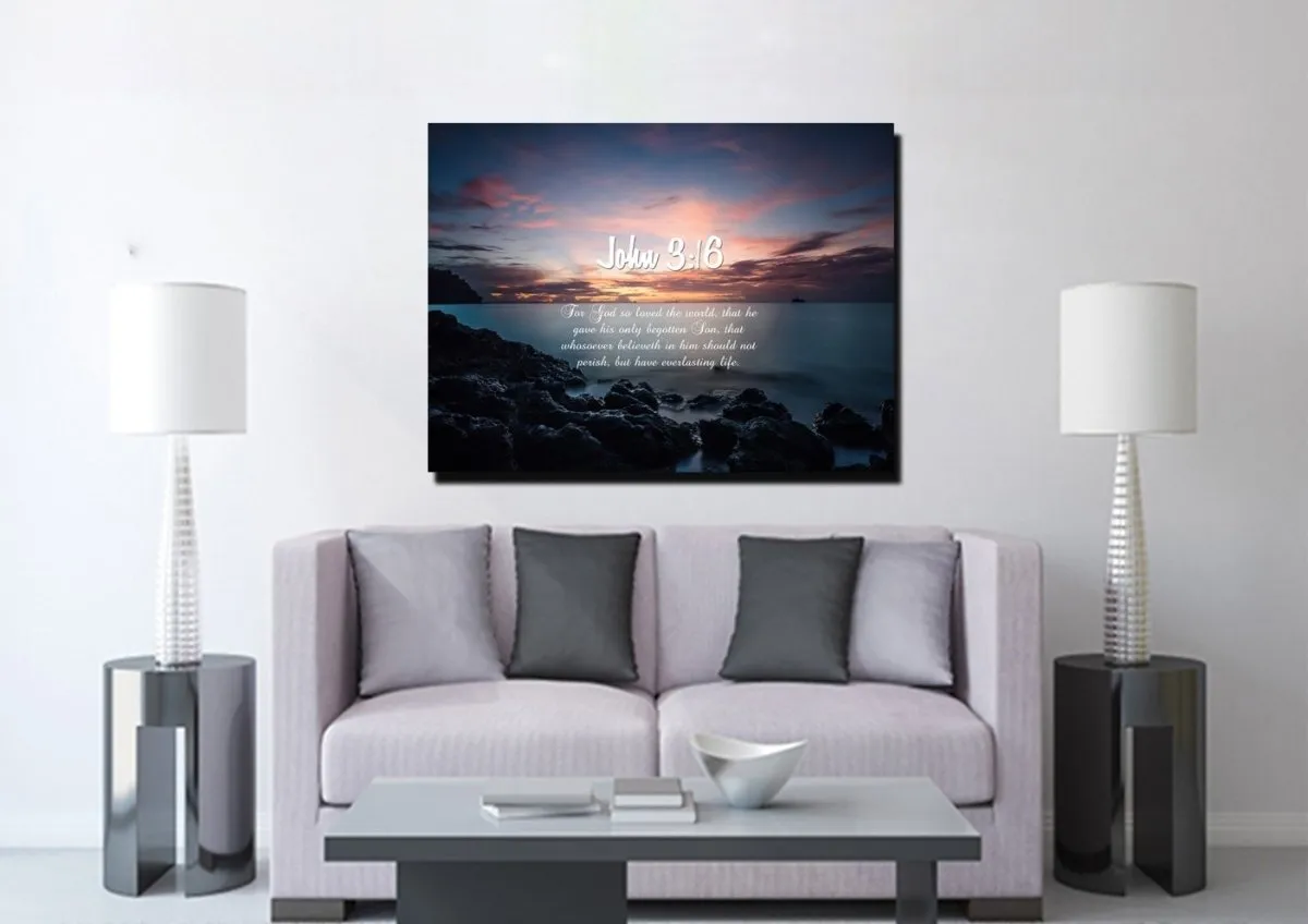 John 316 Kjv #18 Bible Verse Canvas Wall Art - Christian Canvas Wall Art
