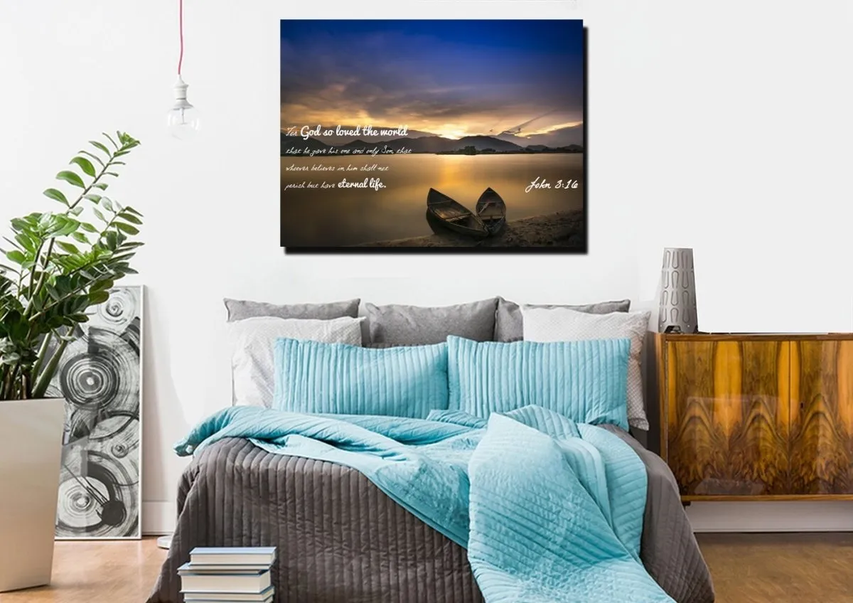 John 316 Niv #22 Bible Verse Canvas Wall Art - Christian Canvas Wall Art