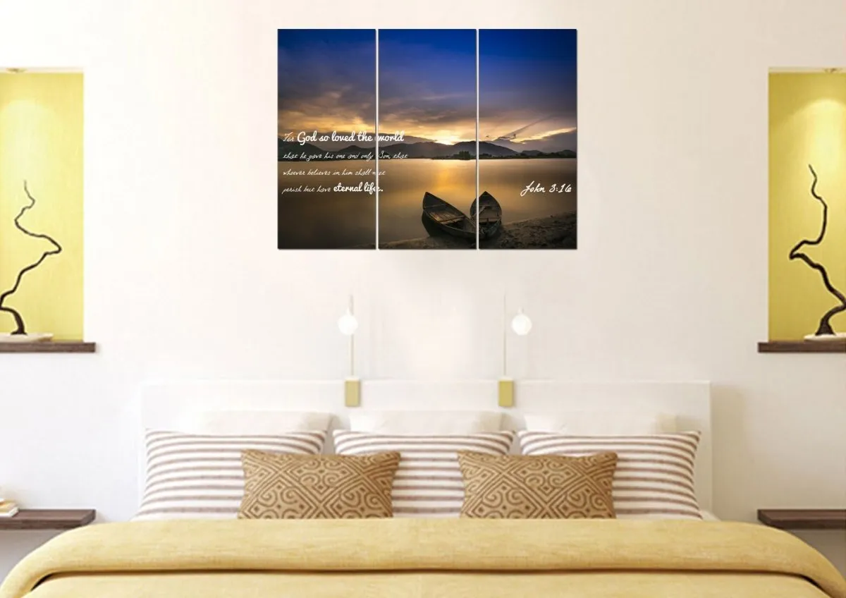 John 316 Niv #22 Bible Verse Canvas Wall Art - Christian Canvas Wall Art