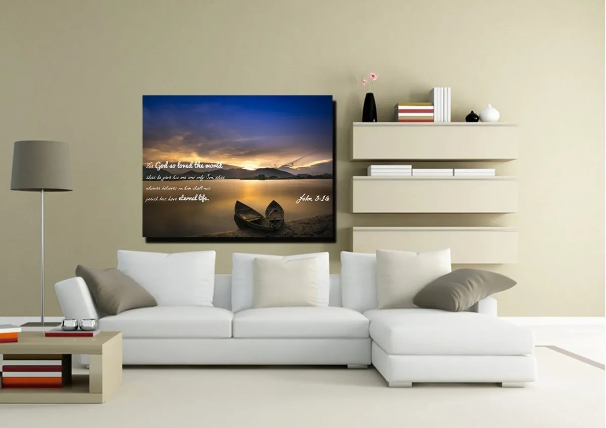 John 316 Niv #22 Bible Verse Canvas Wall Art - Christian Canvas Wall Art