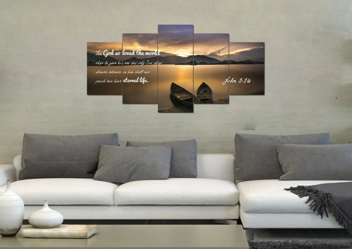 John 316 Niv #22 Bible Verse Canvas Wall Art - Christian Canvas Wall Art