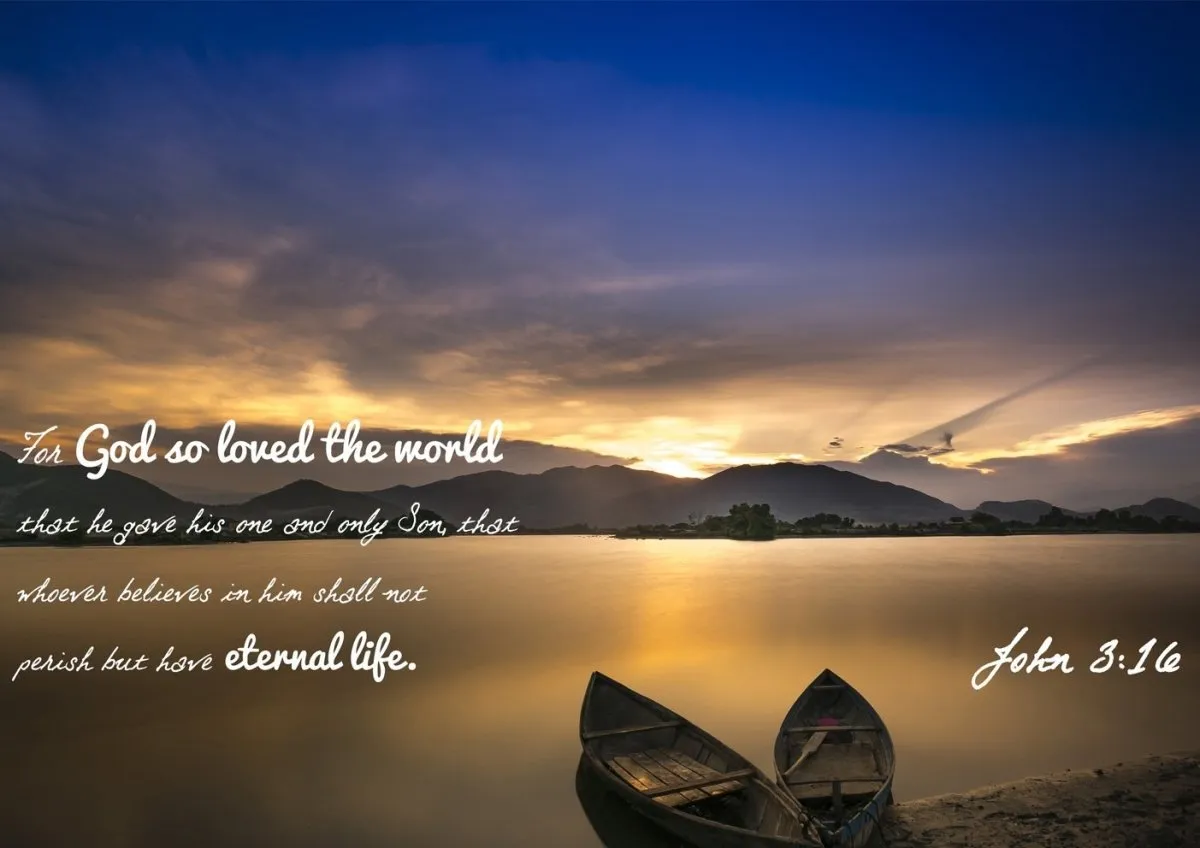 John 316 Niv #22 Bible Verse Canvas Wall Art - Christian Canvas Wall Art