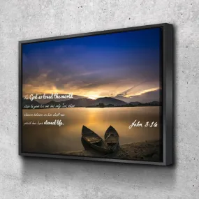 John 316 Niv #22 Bible Verse Canvas Wall Art - Christian Canvas Wall Art