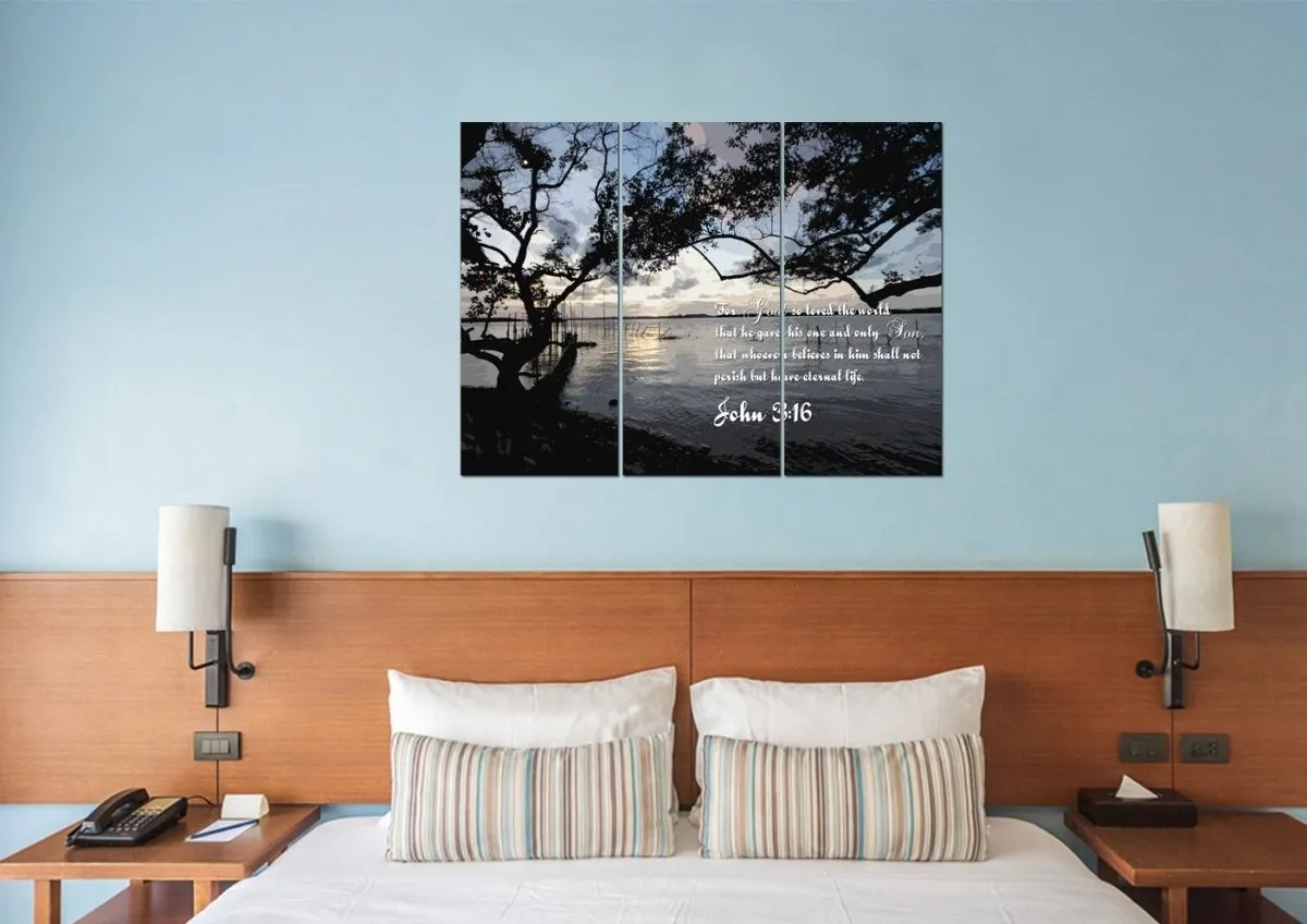 John 316 Niv #24 Bible Verse Canvas Wall Art - Christian Canvas Wall Art