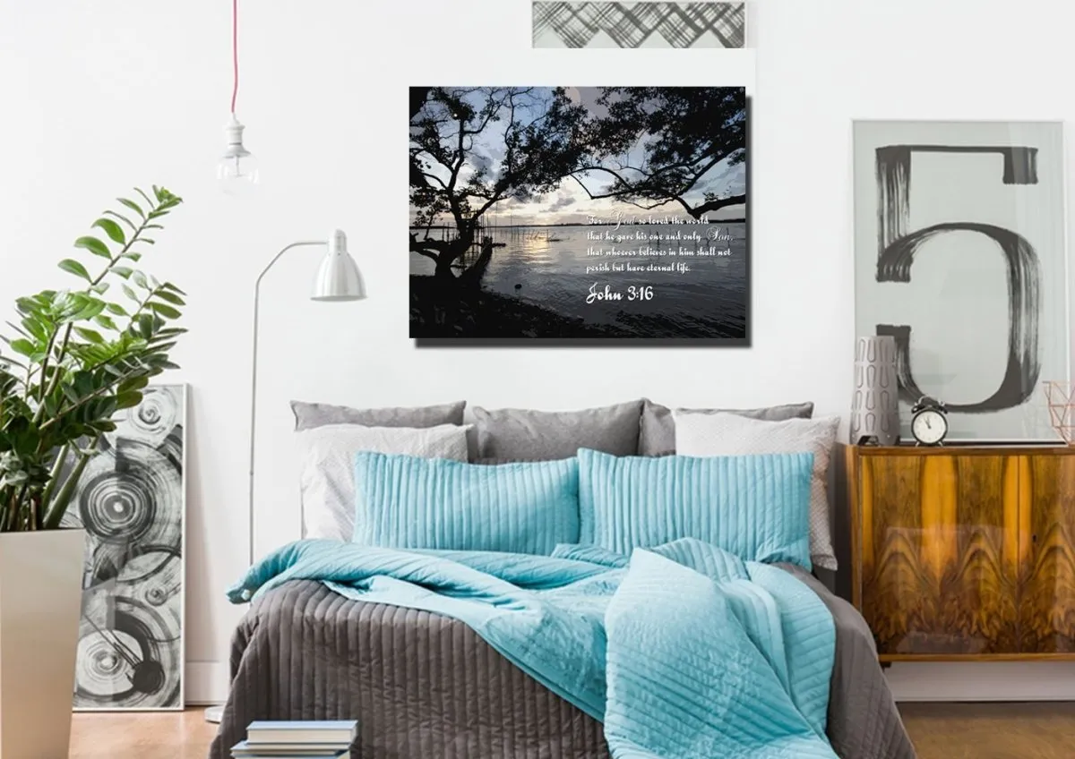 John 316 Niv #24 Bible Verse Canvas Wall Art - Christian Canvas Wall Art