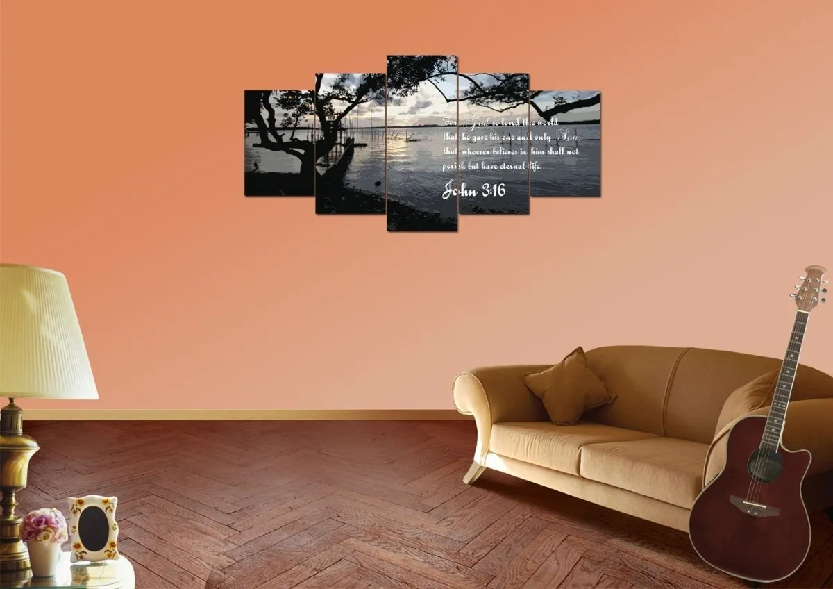 John 316 Niv #24 Bible Verse Canvas Wall Art - Christian Canvas Wall Art