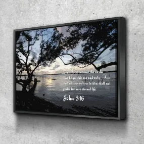 John 316 Niv #24 Bible Verse Canvas Wall Art - Christian Canvas Wall Art