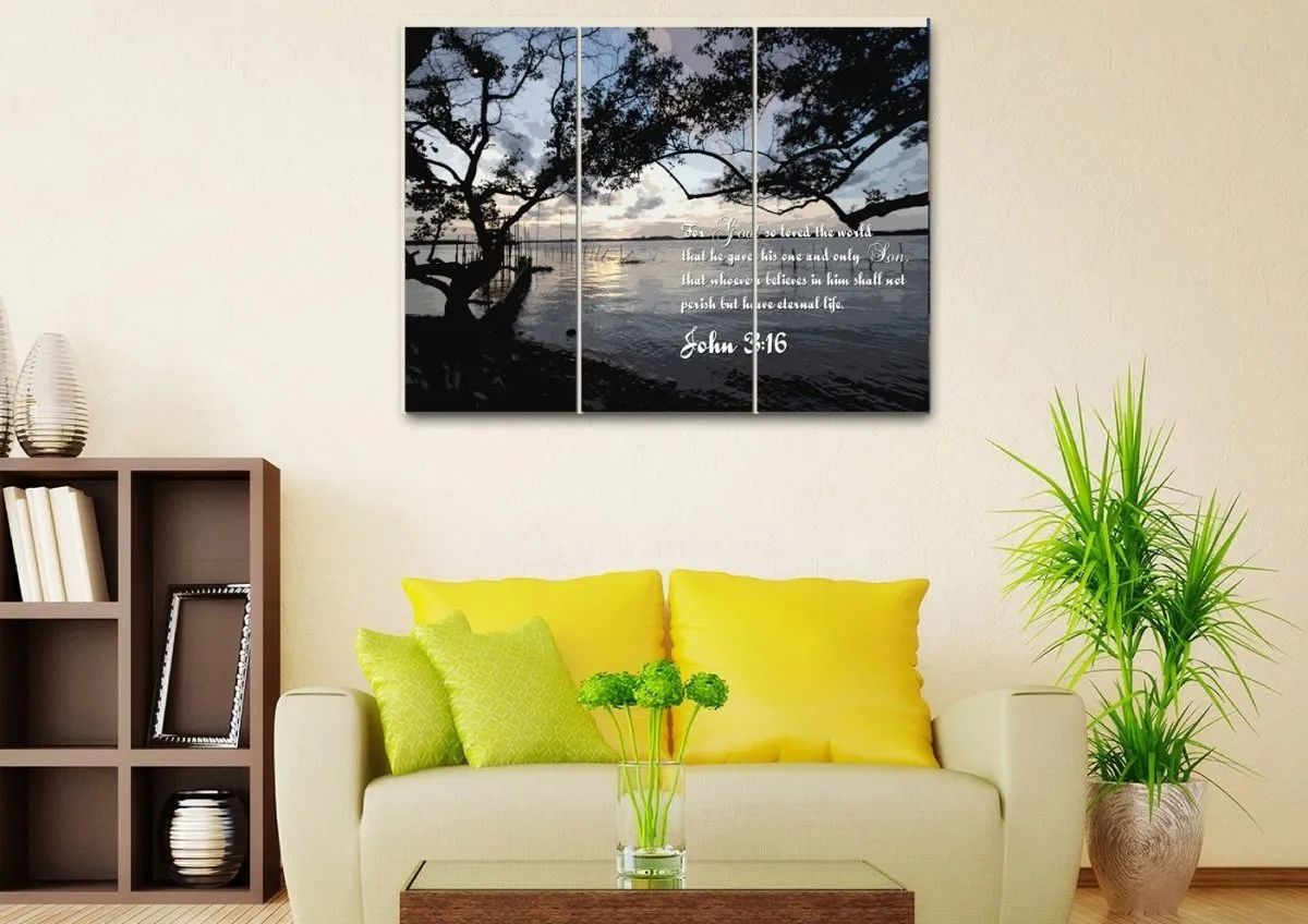 John 316 Niv #24 Bible Verse Canvas Wall Art - Christian Canvas Wall Art