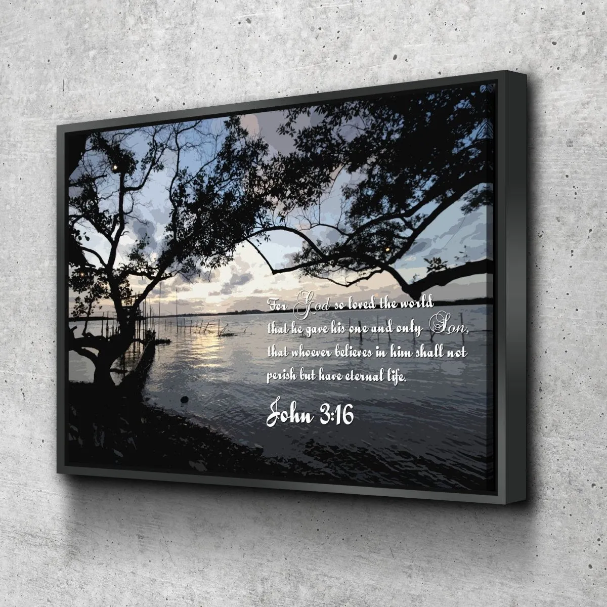 John 316 Niv #24 Bible Verse Canvas Wall Art - Christian Canvas Wall Art