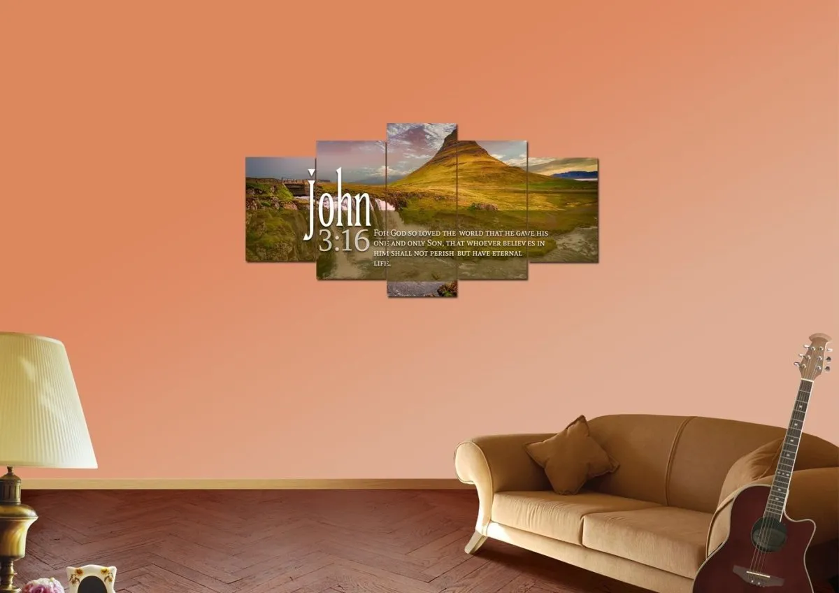 John 316 Niv #27 Bible Verse Canvas Wall Art - Christian Canvas Wall Art