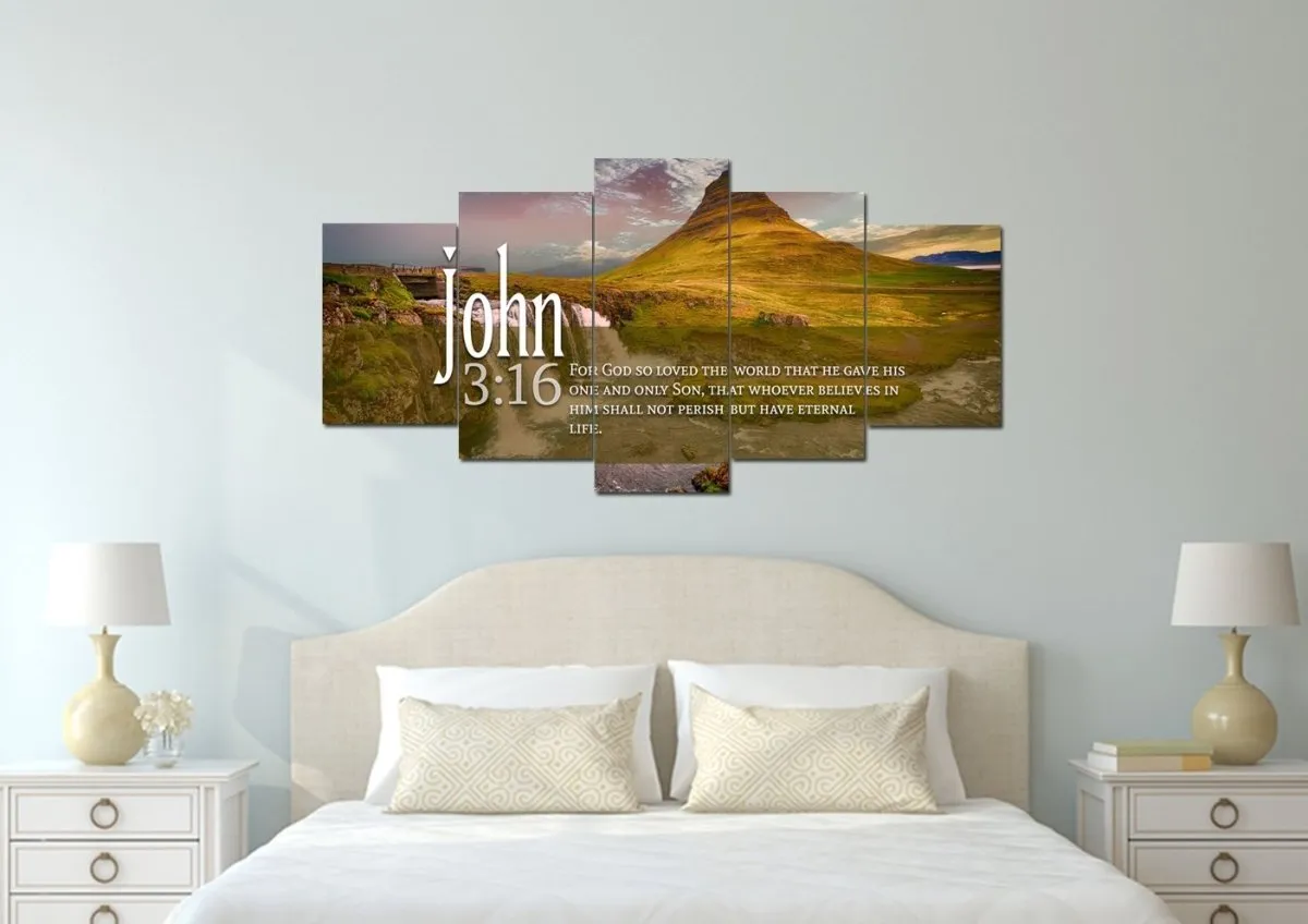 John 316 Niv #27 Bible Verse Canvas Wall Art - Christian Canvas Wall Art