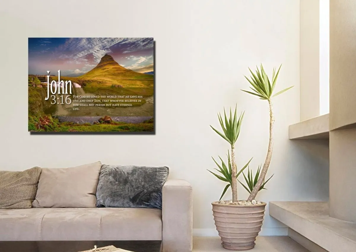 John 316 Niv #27 Bible Verse Canvas Wall Art - Christian Canvas Wall Art