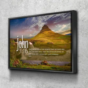 John 316 Niv #27 Bible Verse Canvas Wall Art - Christian Canvas Wall Art