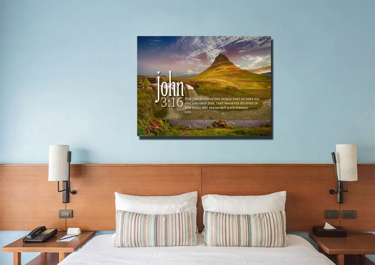 John 316 Niv #27 Bible Verse Canvas Wall Art - Christian Canvas Wall Art