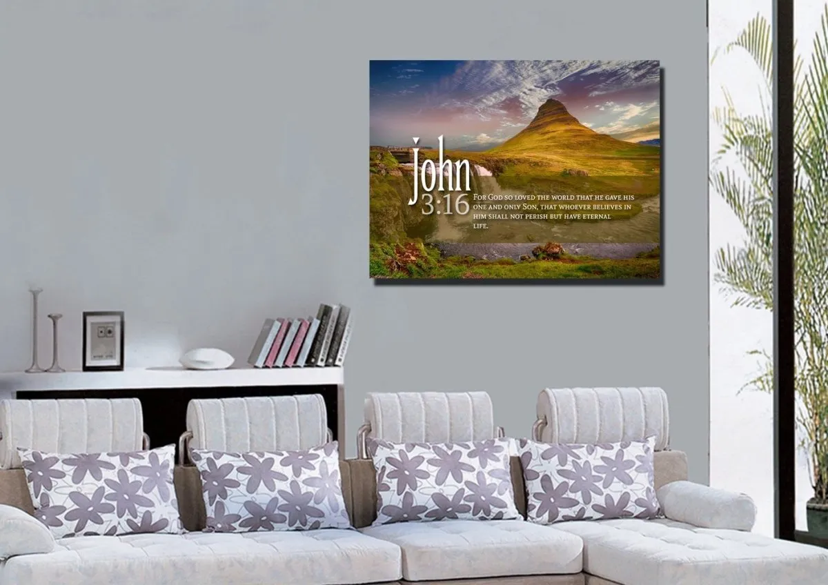 John 316 Niv #27 Bible Verse Canvas Wall Art - Christian Canvas Wall Art