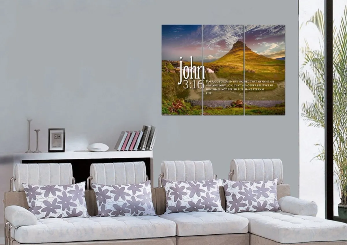 John 316 Niv #27 Bible Verse Canvas Wall Art - Christian Canvas Wall Art