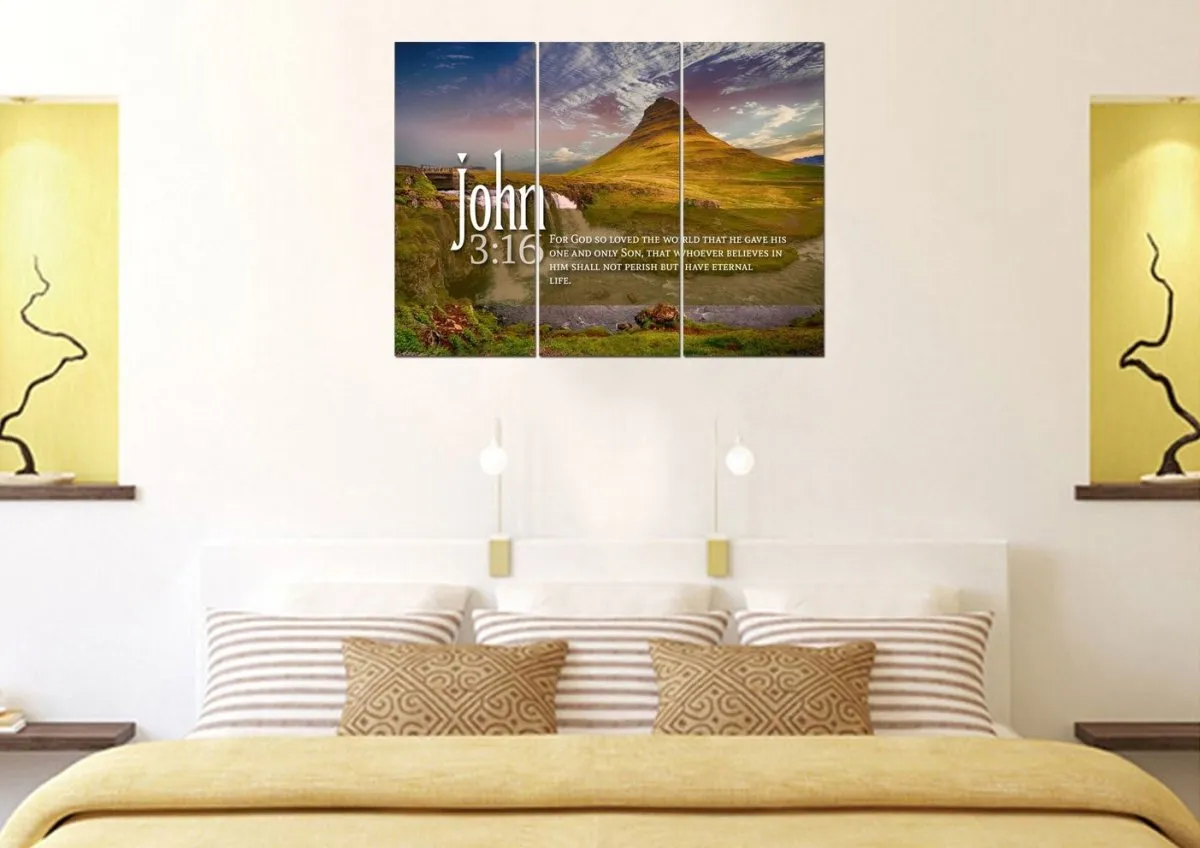 John 316 Niv #27 Bible Verse Canvas Wall Art - Christian Canvas Wall Art