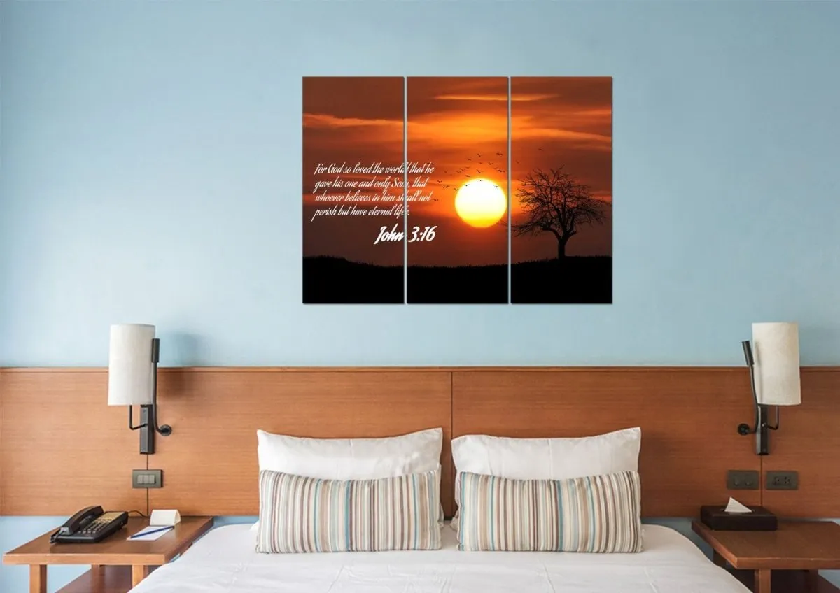 John 316 Niv #6 Bible Verse Canvas Wall Art - Christian Canvas Wall Art