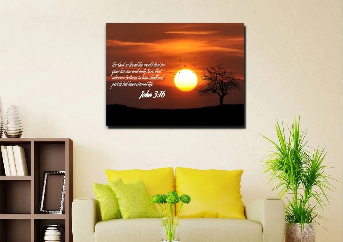 John 316 Niv #6 Bible Verse Canvas Wall Art - Christian Canvas Wall Art