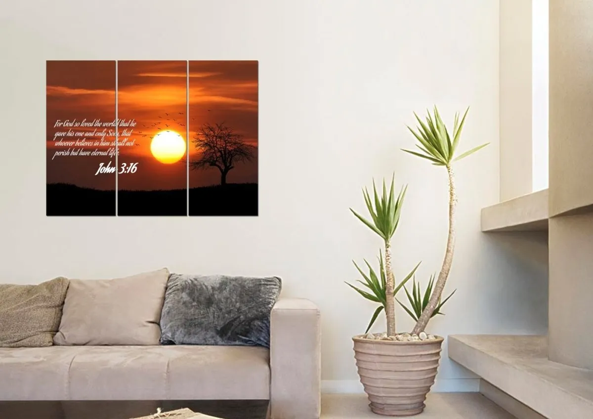 John 316 Niv #6 Bible Verse Canvas Wall Art - Christian Canvas Wall Art