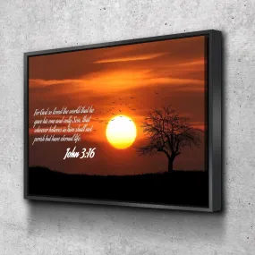 John 316 Niv #6 Bible Verse Canvas Wall Art - Christian Canvas Wall Art