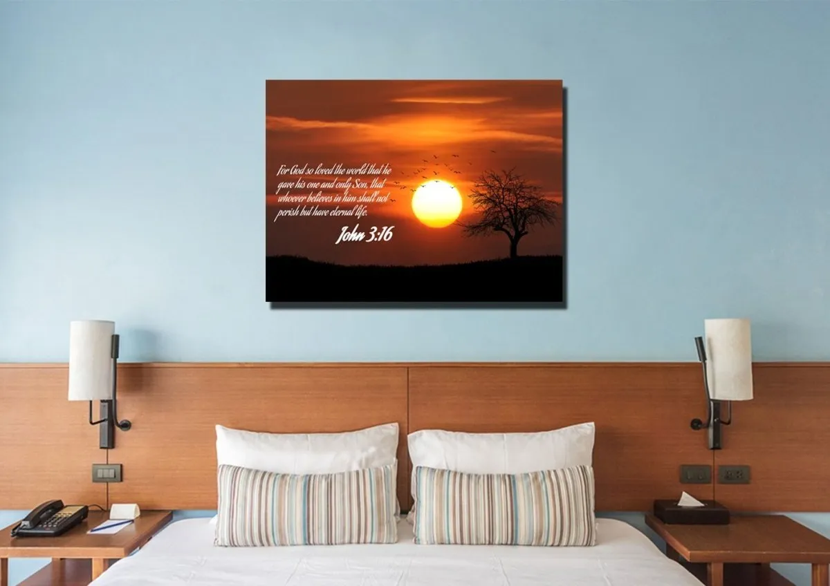 John 316 Niv #6 Bible Verse Canvas Wall Art - Christian Canvas Wall Art