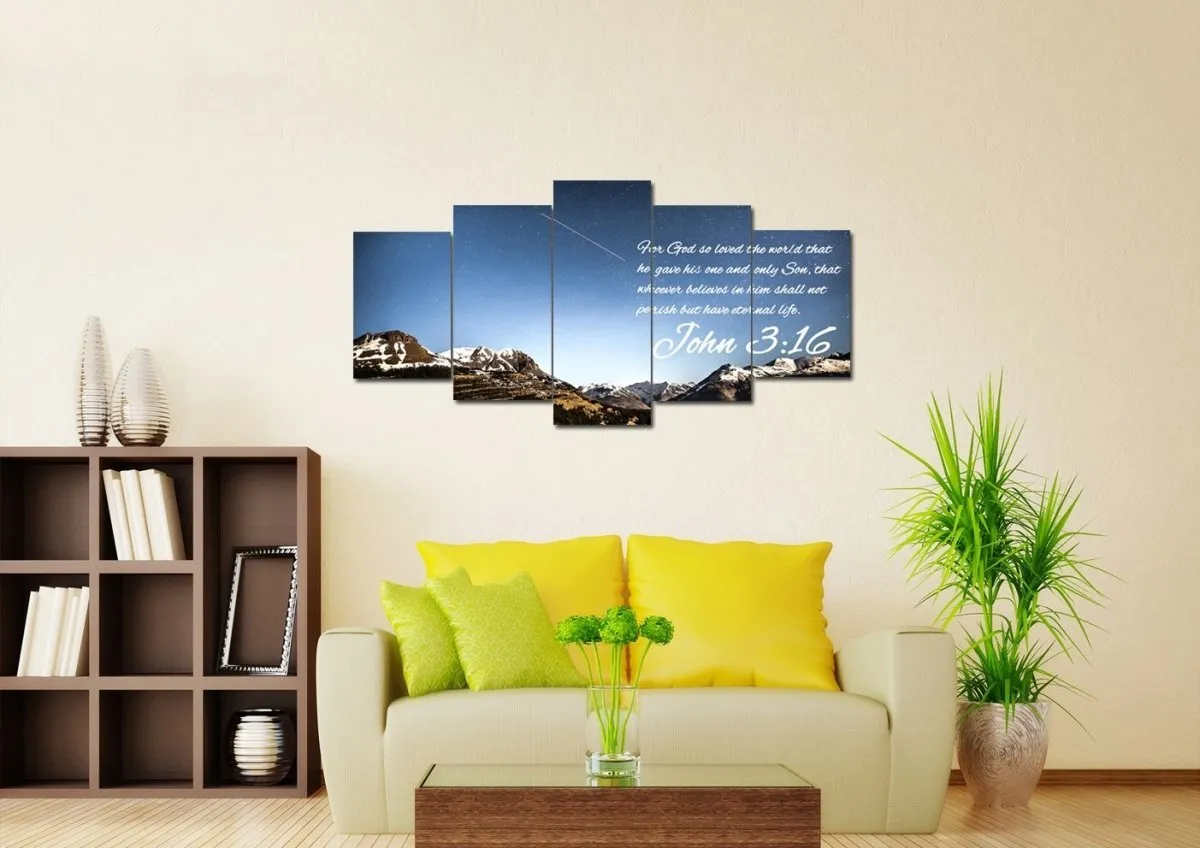 John 316 Niv #7 Bible Verse Canvas Wall Art - Christian Canvas Wall Art
