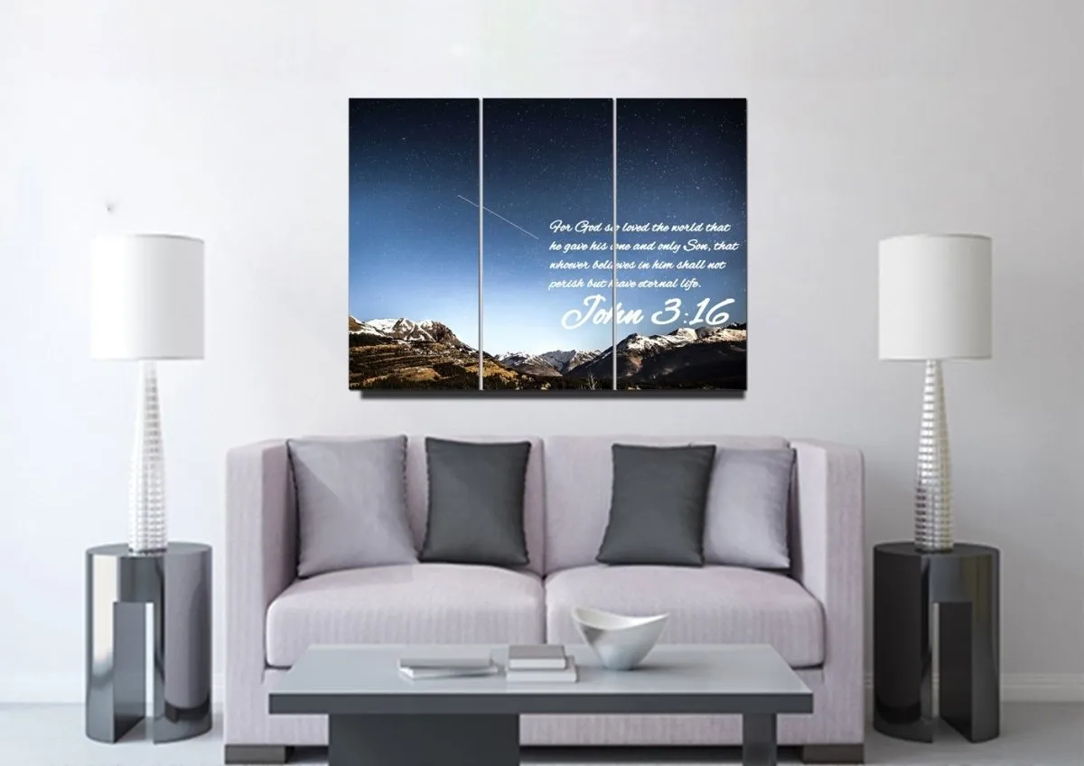 John 316 Niv #7 Bible Verse Canvas Wall Art - Christian Canvas Wall Art