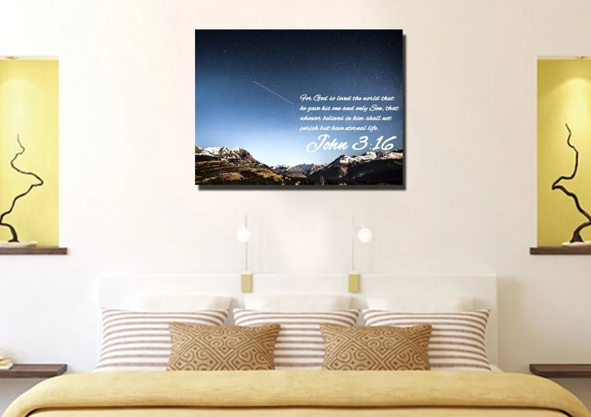 John 316 Niv #7 Bible Verse Canvas Wall Art - Christian Canvas Wall Art