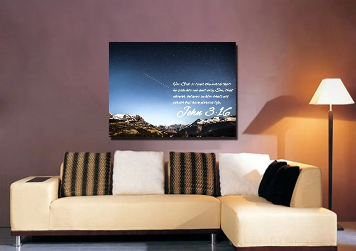 John 316 Niv #7 Bible Verse Canvas Wall Art - Christian Canvas Wall Art