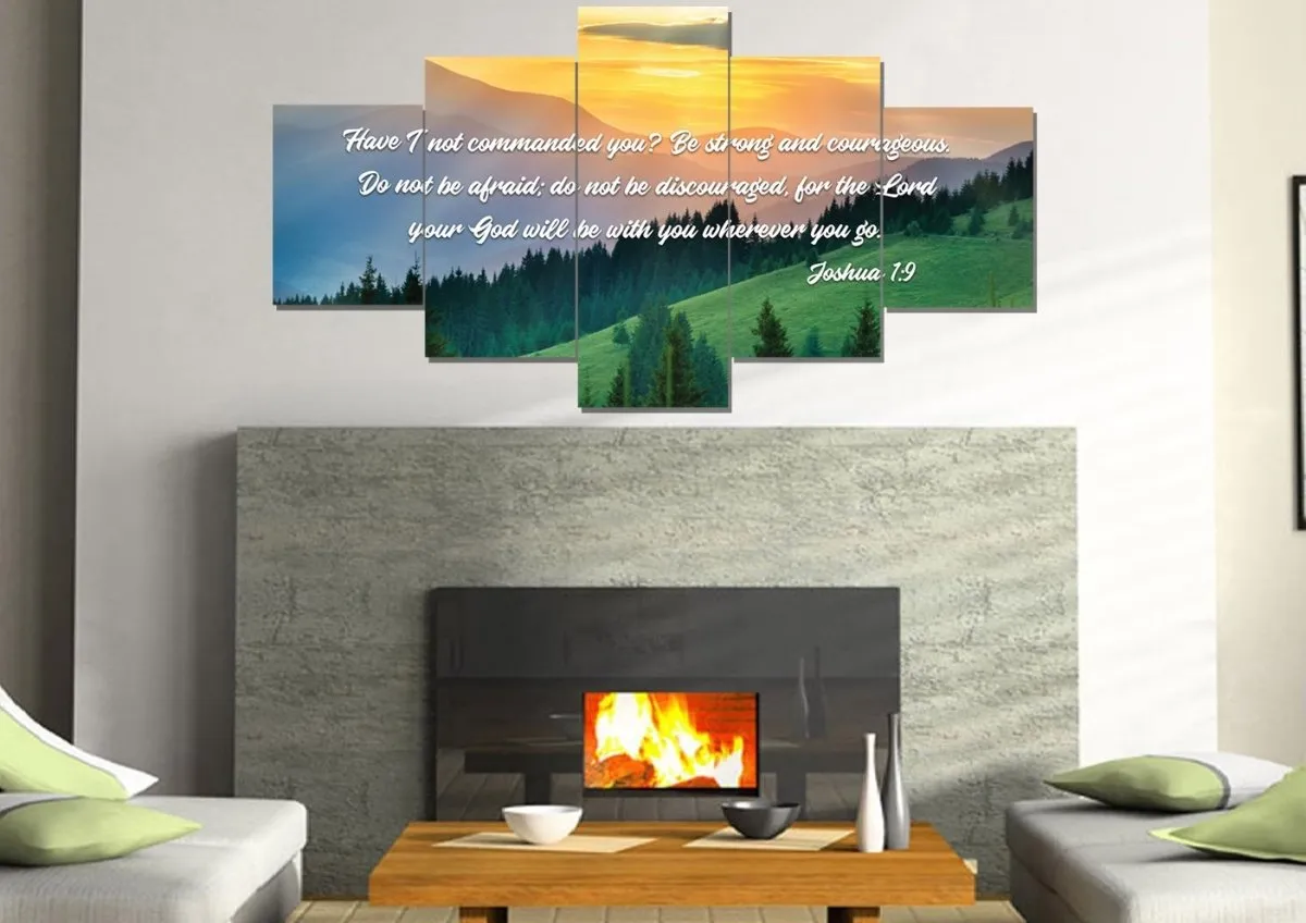 Joshua 19 Be Strong And Courageous Canvas Wall Art Print - Christian Canvas Wall Art