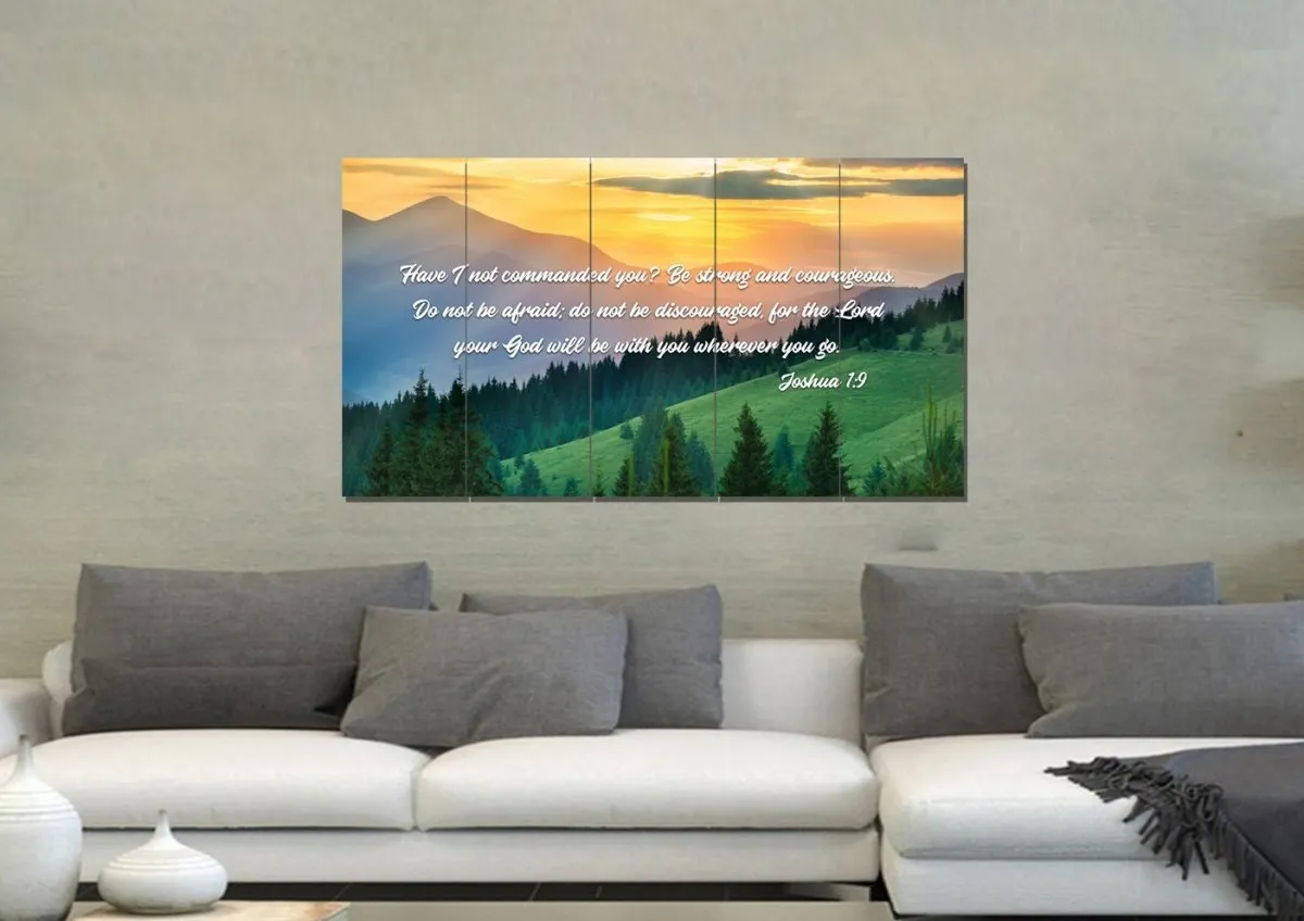 Joshua 19 Be Strong And Courageous Canvas Wall Art Print - Christian Canvas Wall Art
