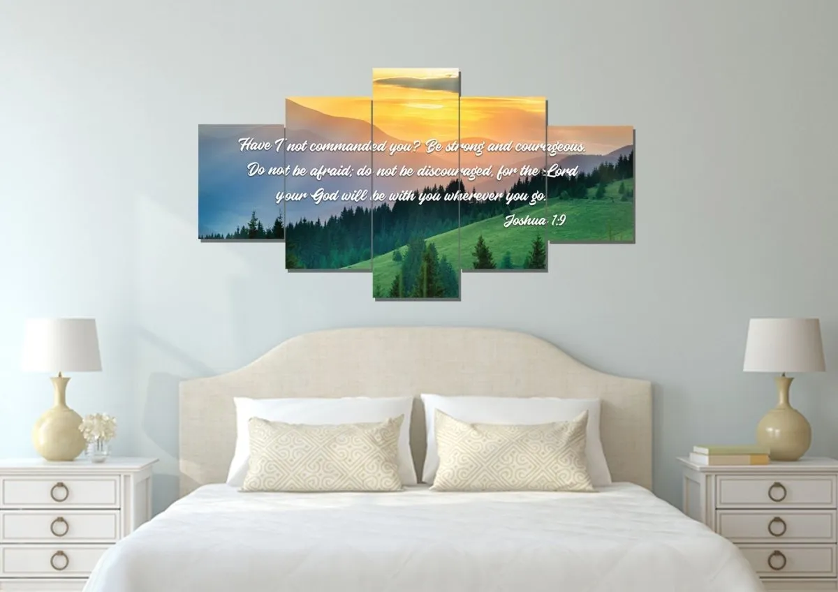 Joshua 19 Be Strong And Courageous Canvas Wall Art Print - Christian Canvas Wall Art