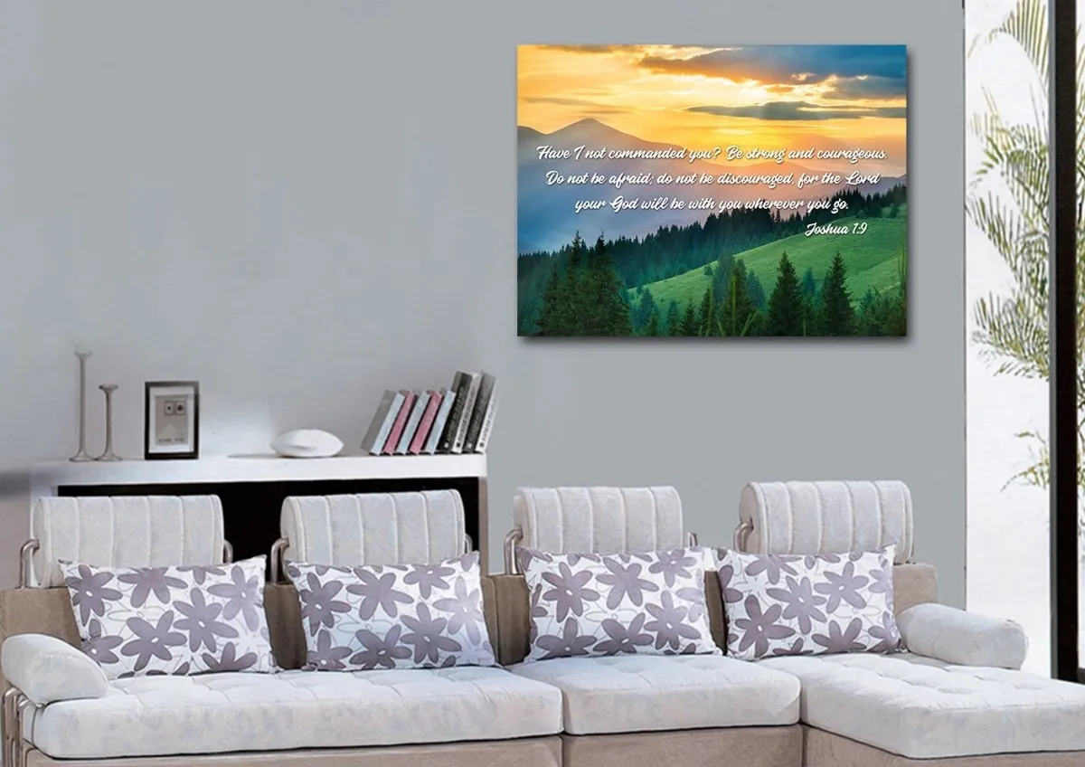 Joshua 19 Be Strong And Courageous Canvas Wall Art Print - Christian Canvas Wall Art