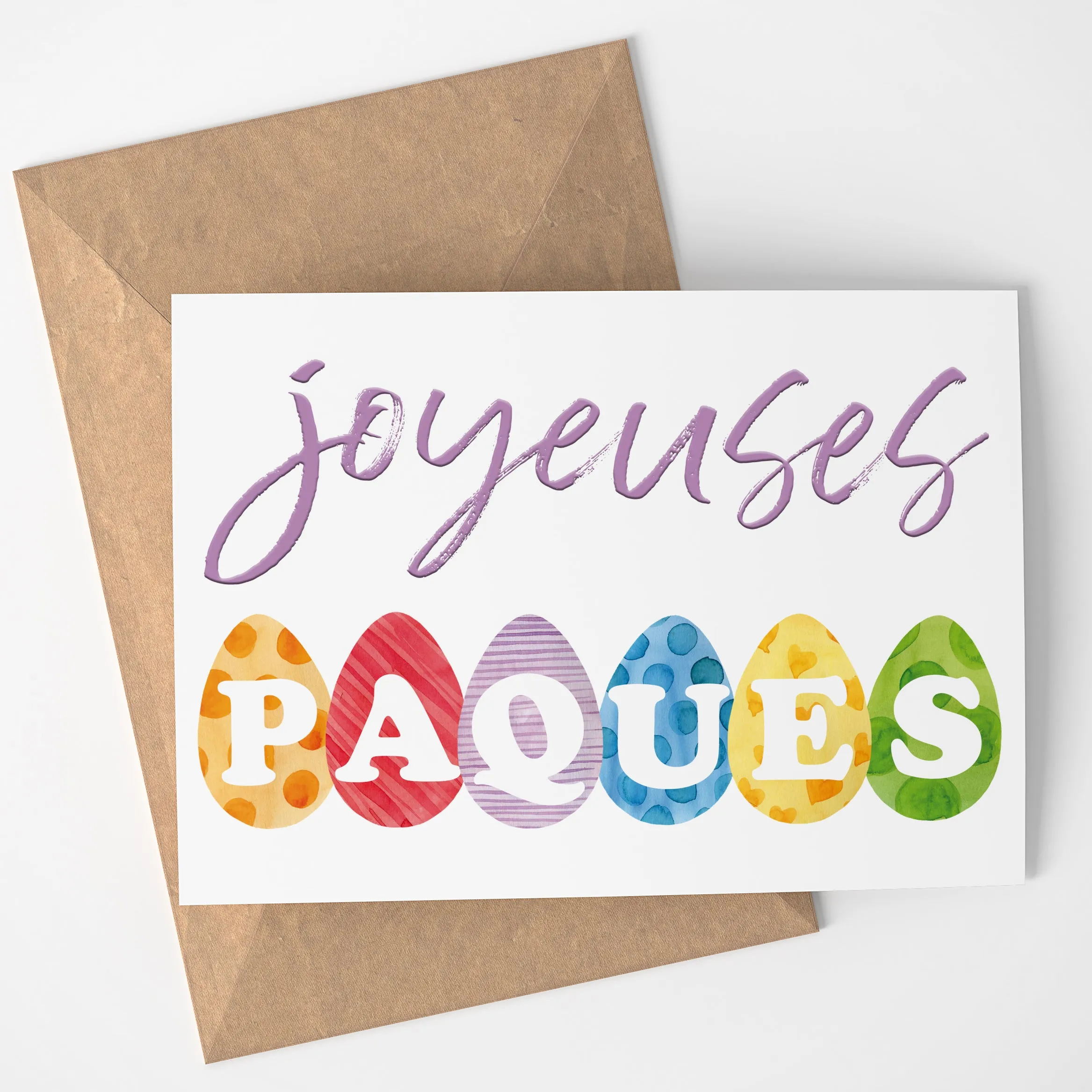 JOYEUSES PAQUES greeting card - Printable instant download Easter eggs card
