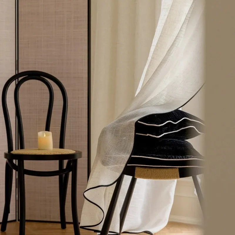 Kalani Linen Semi-Sheer Custom Curtain With Black Trim