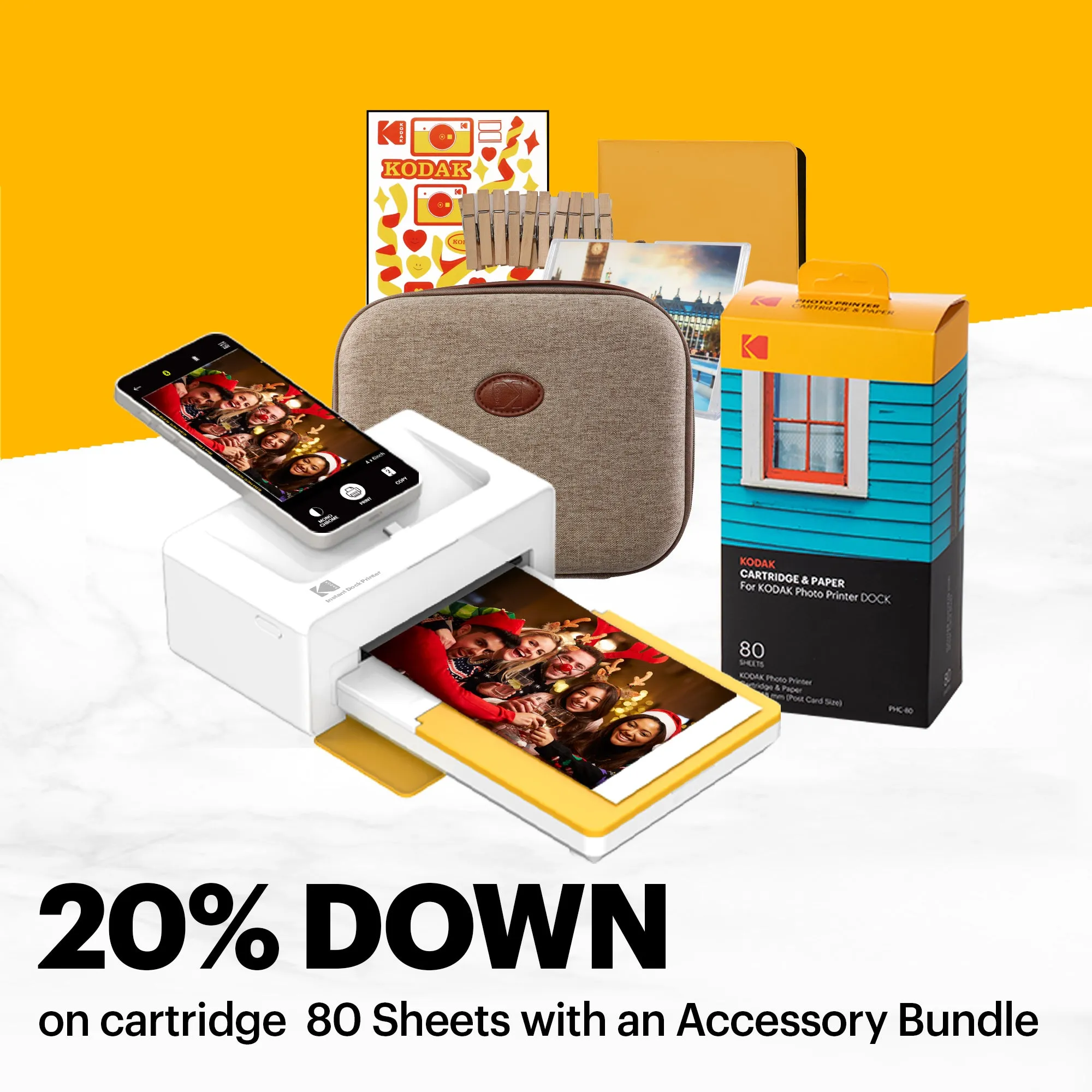 KODAK Dock Plus 4PASS Instant Photo Printer (4x6 inches)   90 Sheets Gift Bundle