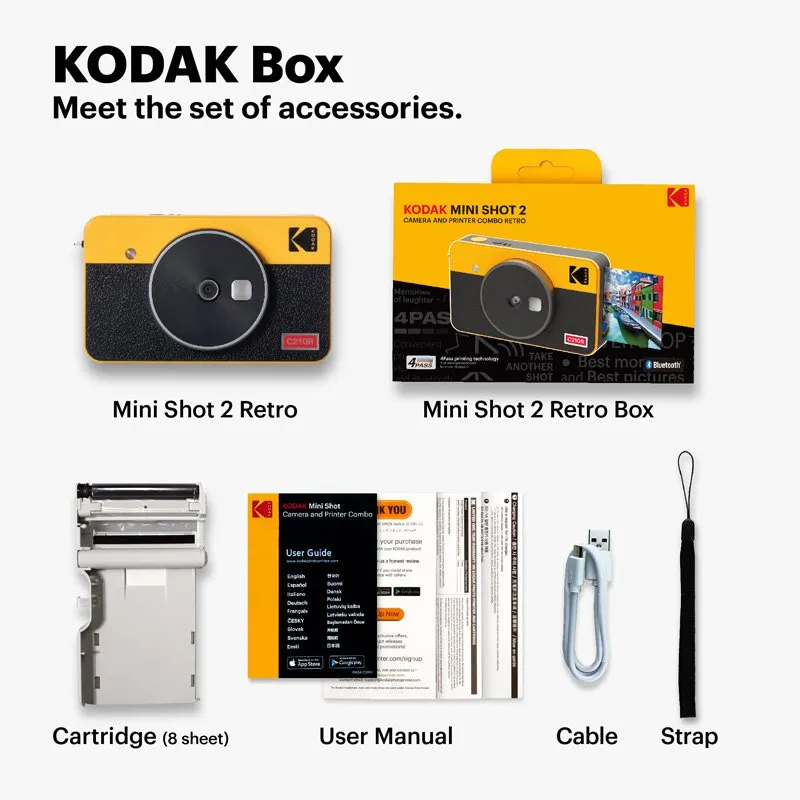 Kodak Instant Camera Mini Shot 2 Retro - Yellow