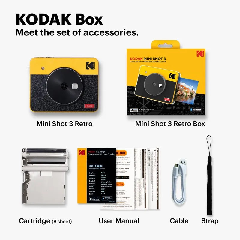 Kodak Instant Camera Mini Shot 3 Retro - Yellow