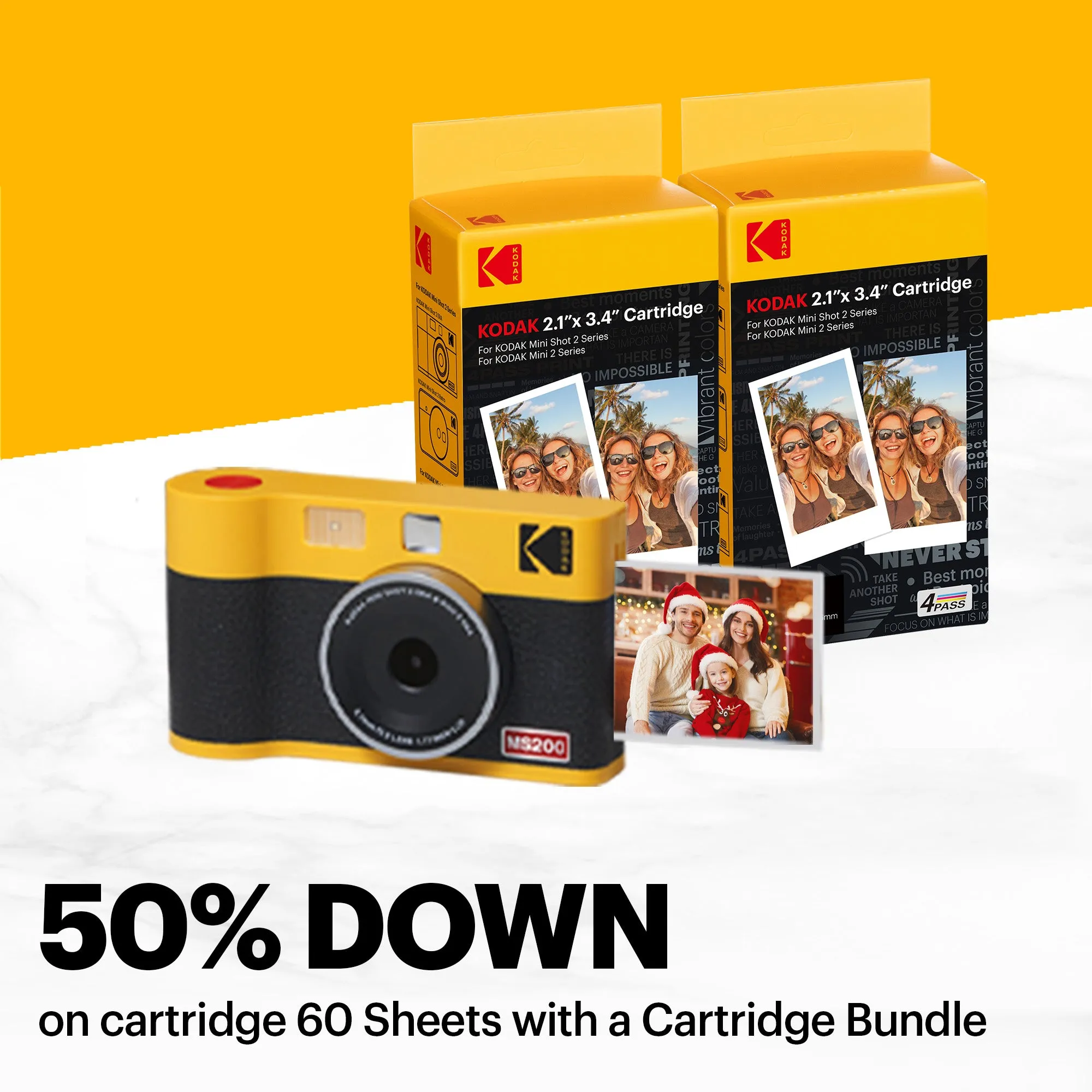 KODAK Mini Shot 2 ERA 4PASS 2-in-1 Instant Camera and Photo Printer (2.1x3.4) (Camera   68 Sheets)