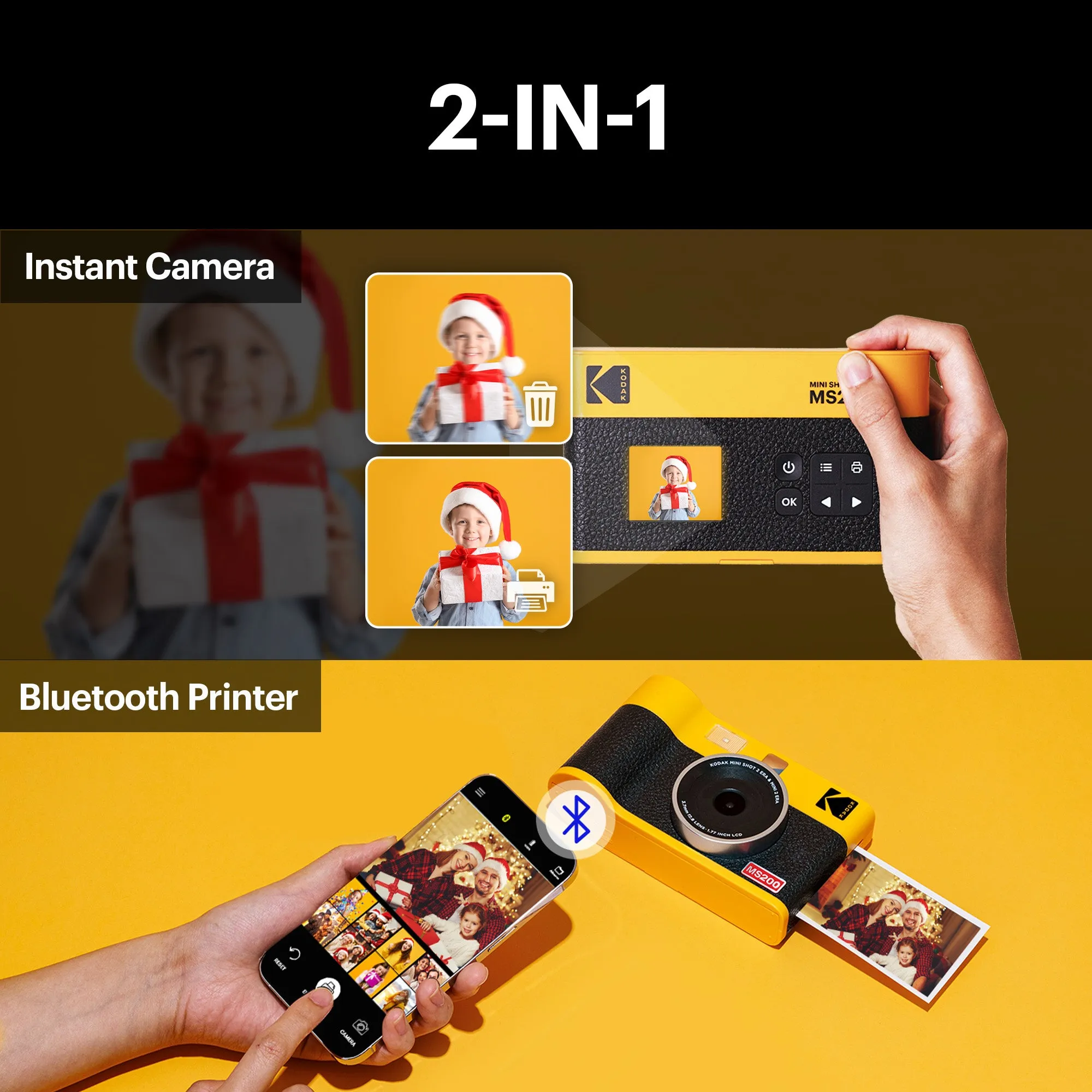 KODAK Mini Shot 2 ERA 4PASS 2-in-1 Instant Camera and Photo Printer (2.1x3.4) (Camera   68 Sheets)