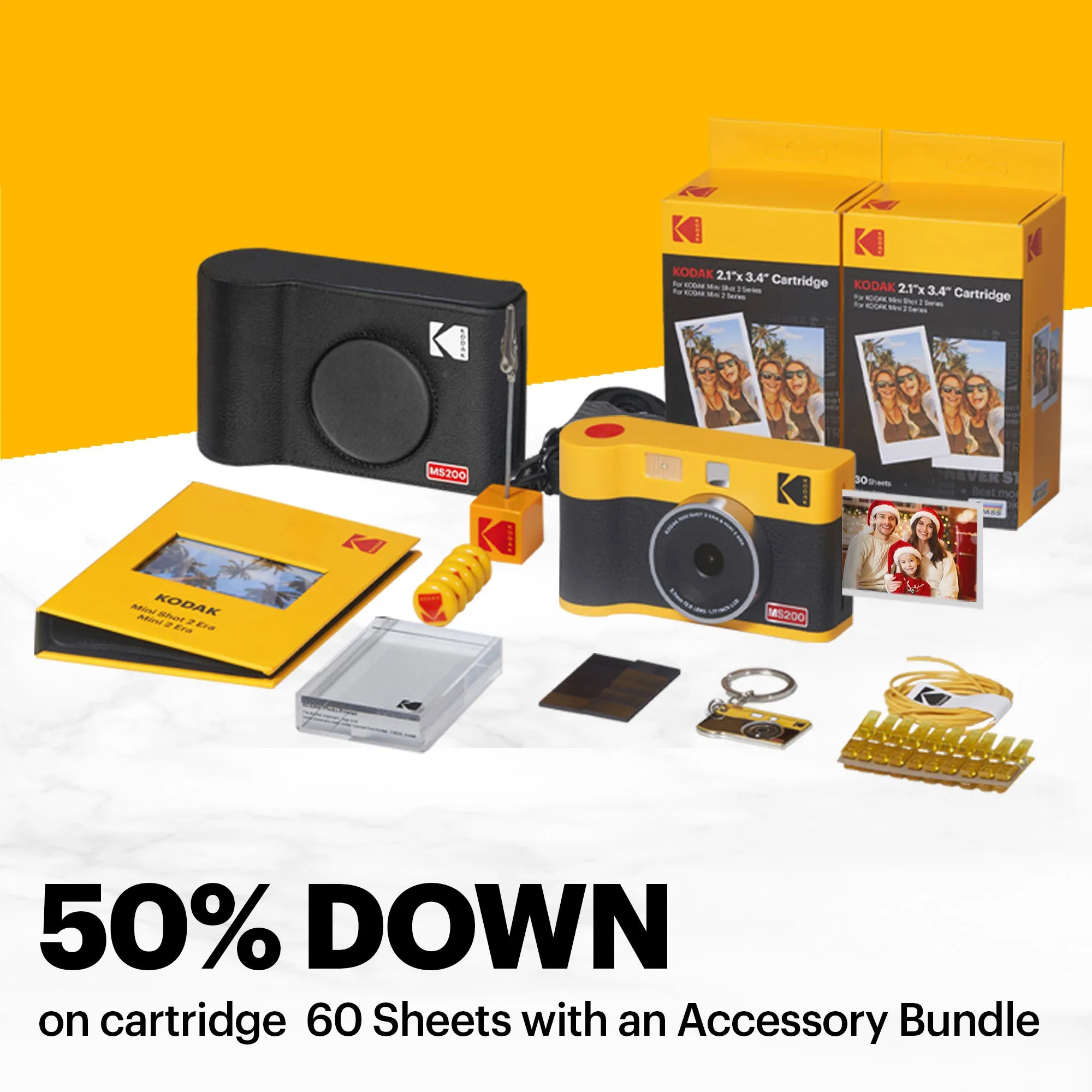 KODAK Mini Shot 2 ERA Gift Bundle (2.1x3.4) (Camera   68 Sheets   Accessories)