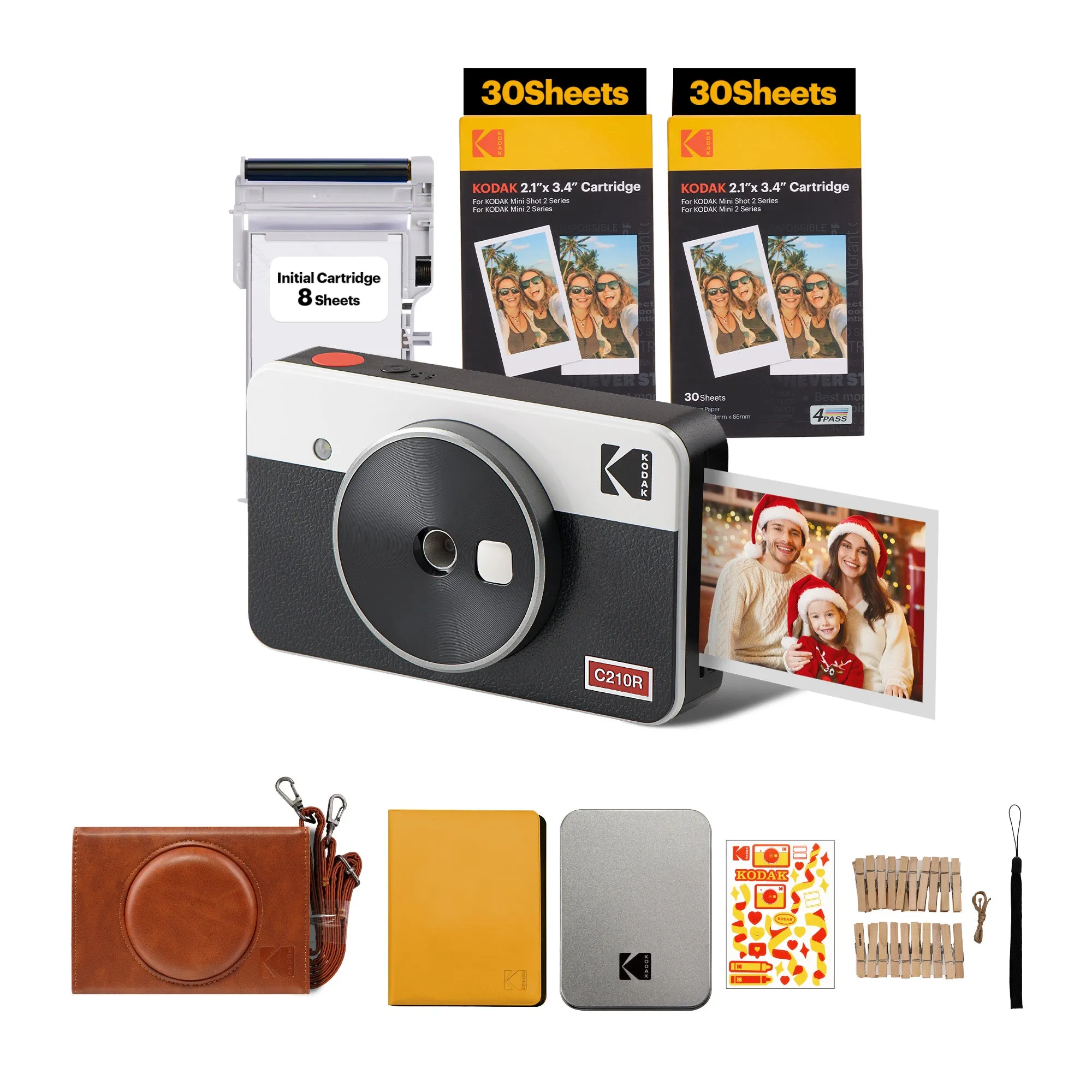 KODAK Mini Shot 2 Retro 4PASS 2-in-1 Instant Camera and Photo Printer (2.1x3.4 inches)   68 Sheets Gift Bundle