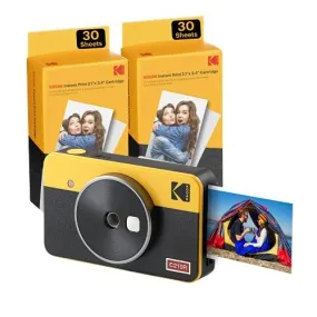 Kodak Mini Shot 2 Retro | 68-Sheet Bundle | Portable Wireless Instant Camera & Photo Printer, Compatible with iOS & Android and Bluetooth Devices, Real Photo (2.1x3.4) 4Pass Technology - Yellow
