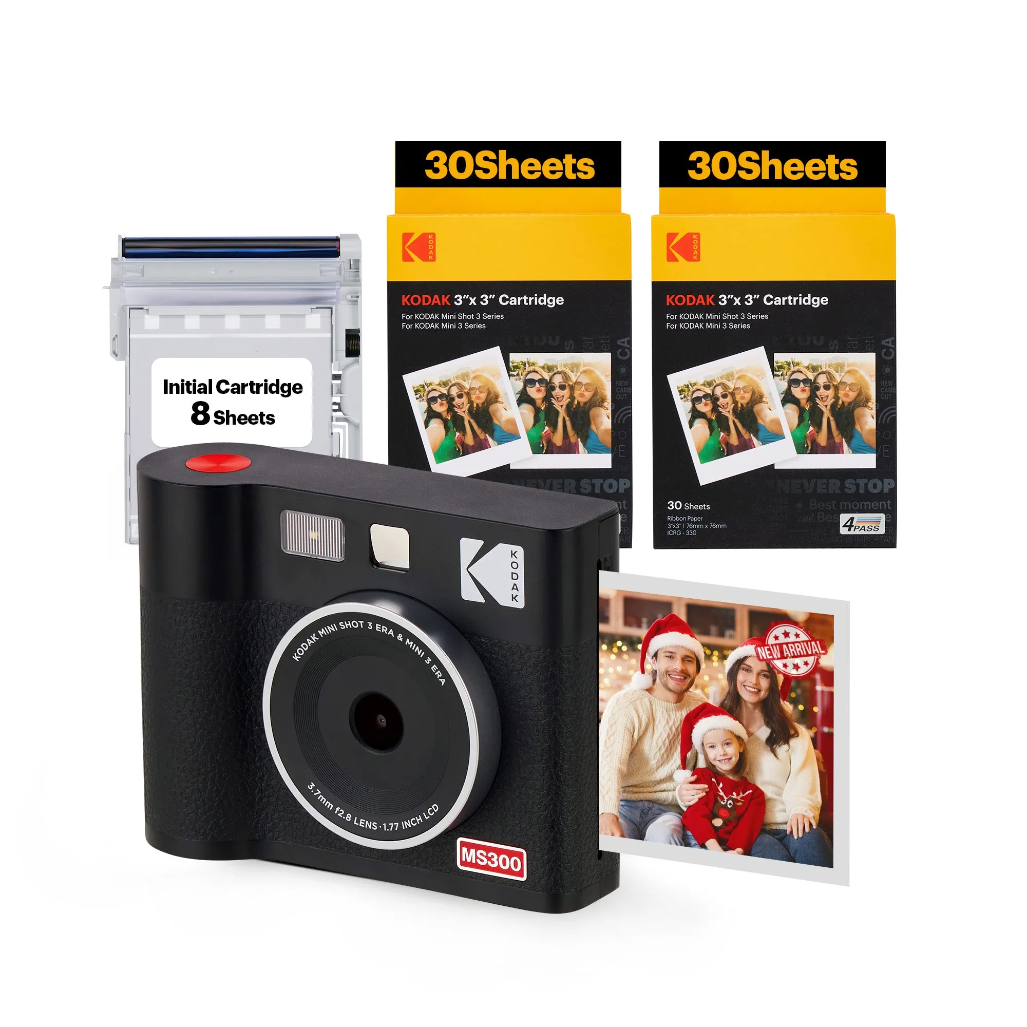 KODAK Mini Shot 3 ERA 2-in-1 Instant Camera and Photo Printer (3x3) (Camera   68 Sheets)