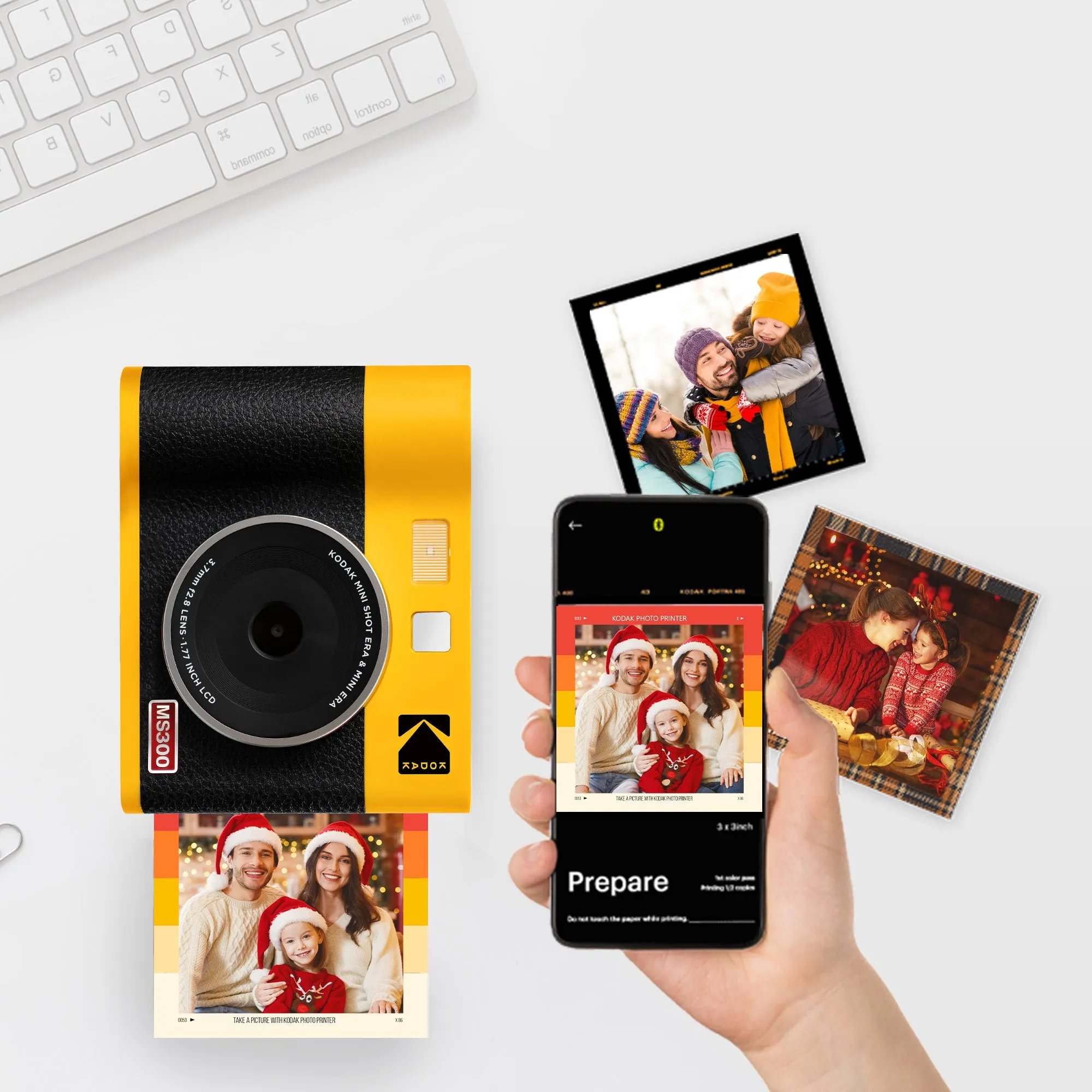 KODAK Mini Shot 3 ERA 2-in-1 Instant Camera and Photo Printer (3x3) (Camera   68 Sheets)