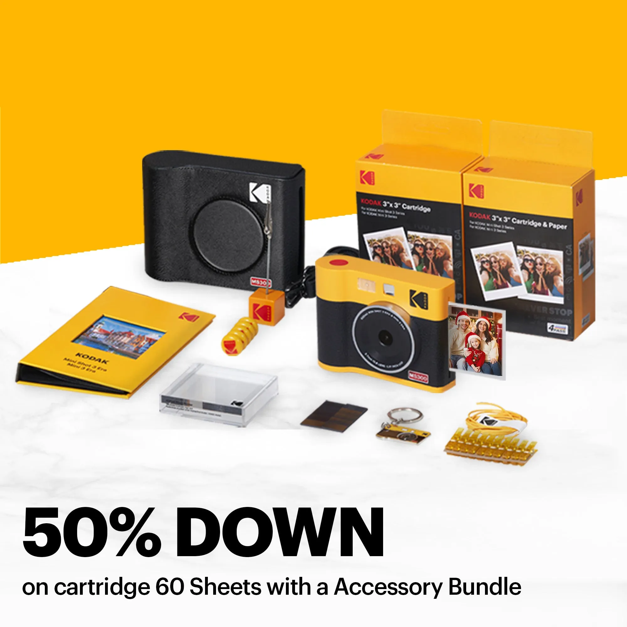 KODAK Mini Shot 3 ERA 2-in-1 Instant Camera and Photo Printer Gift Bundle (3x3) (Camera   68 Sheets   Accessories)