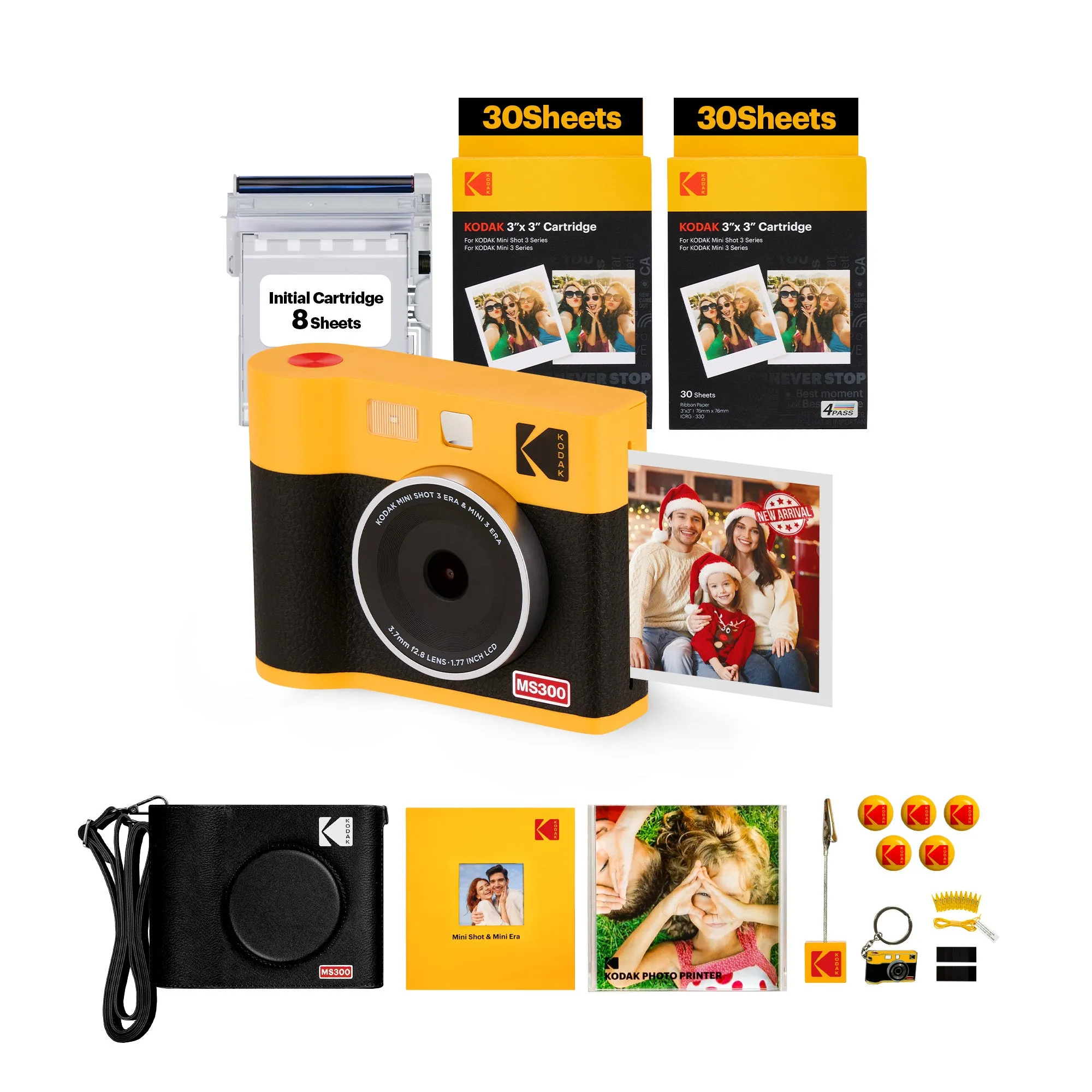 KODAK Mini Shot 3 ERA 2-in-1 Instant Camera and Photo Printer Gift Bundle (3x3) (Camera   68 Sheets   Accessories)