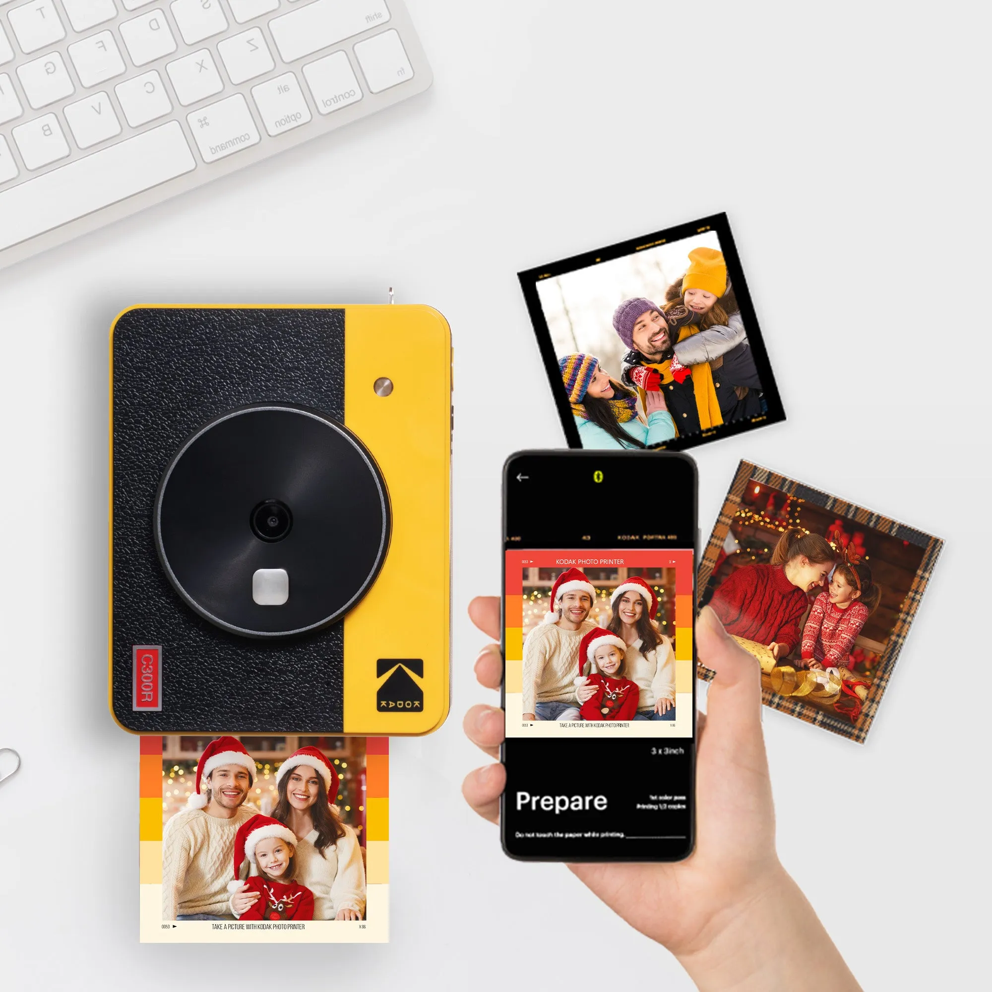 KODAK Mini Shot 3 Retro 4PASS 2-in-1 Instant Camera and Photo Printer (3x3 inches)   68 Sheets Gift Bundle